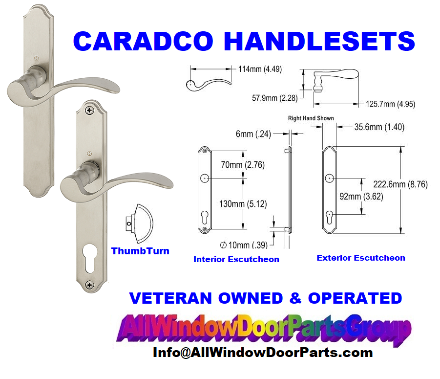 Caradco Active Door Handle Replacement Set Key Lock and ThumbTurn